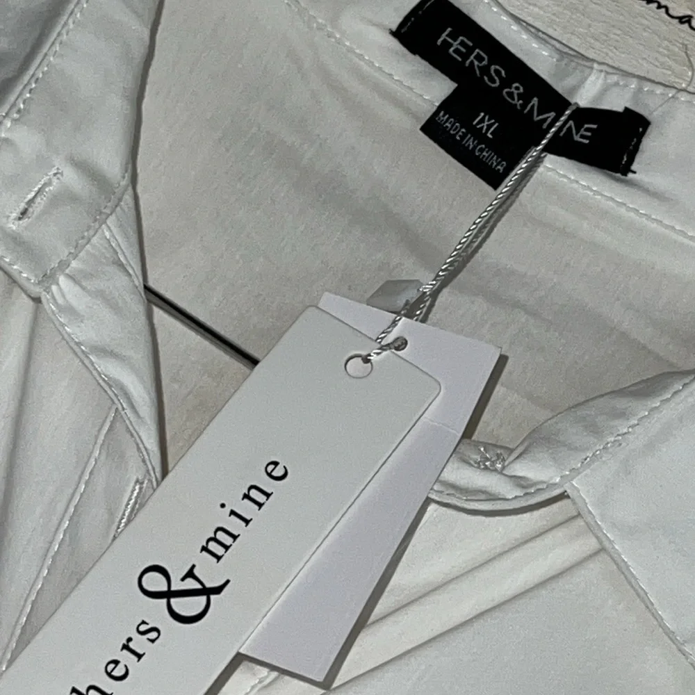 Mine White Casual Button Down Shirt dress 1XL - Picture 7 of 8